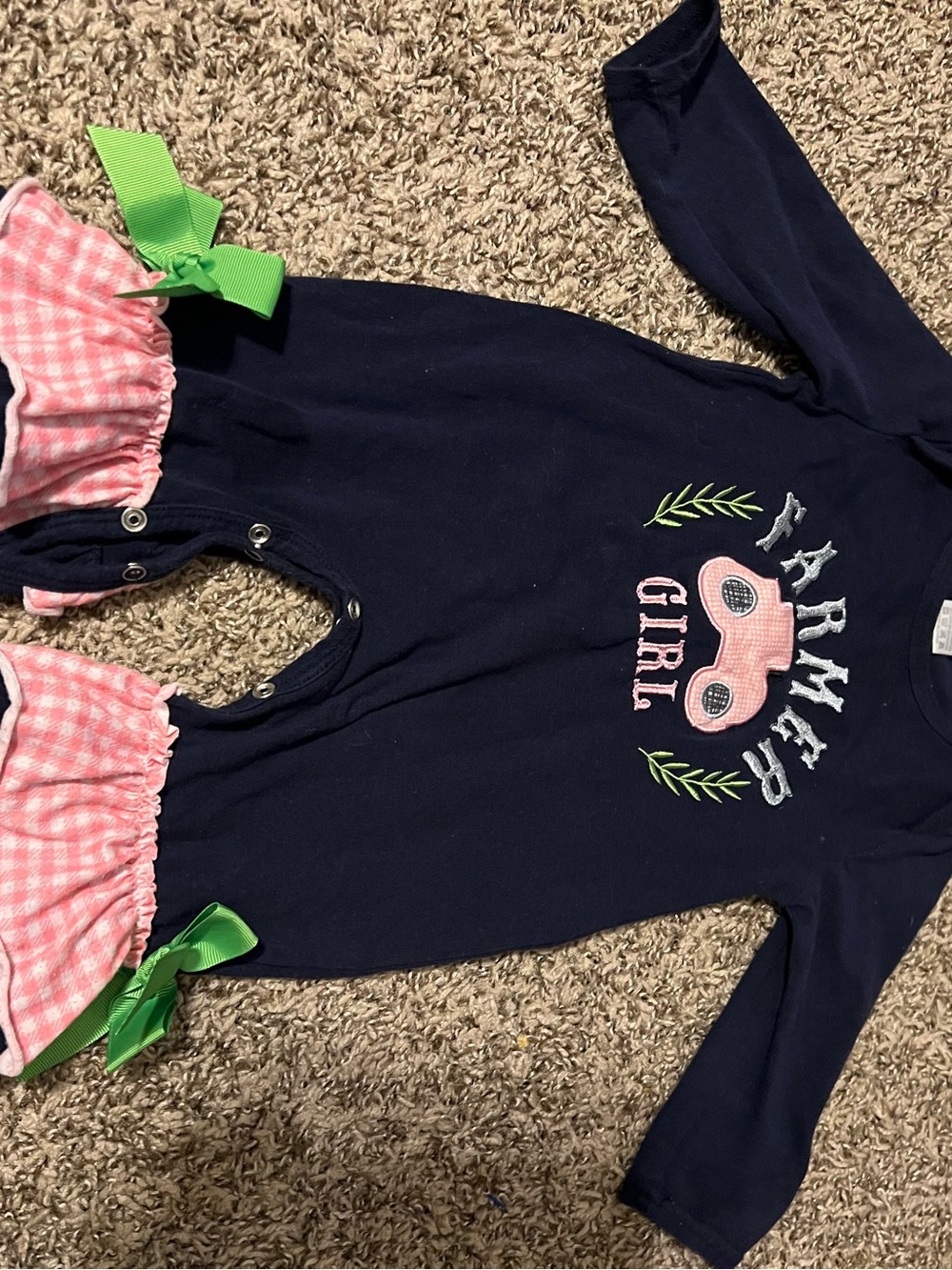 Navy Infant Graphic Romper with Light Gray Lettering